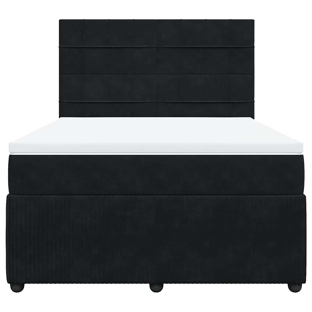 vidaXL Κρεβάτι Boxspring με Στρώμα Μαύρο 140x190 εκ. Βελούδινο