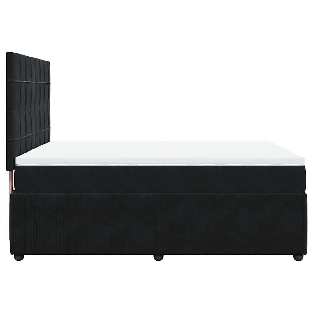 vidaXL Κρεβάτι Boxspring με Στρώμα Μαύρο 140x190 εκ. Βελούδινο