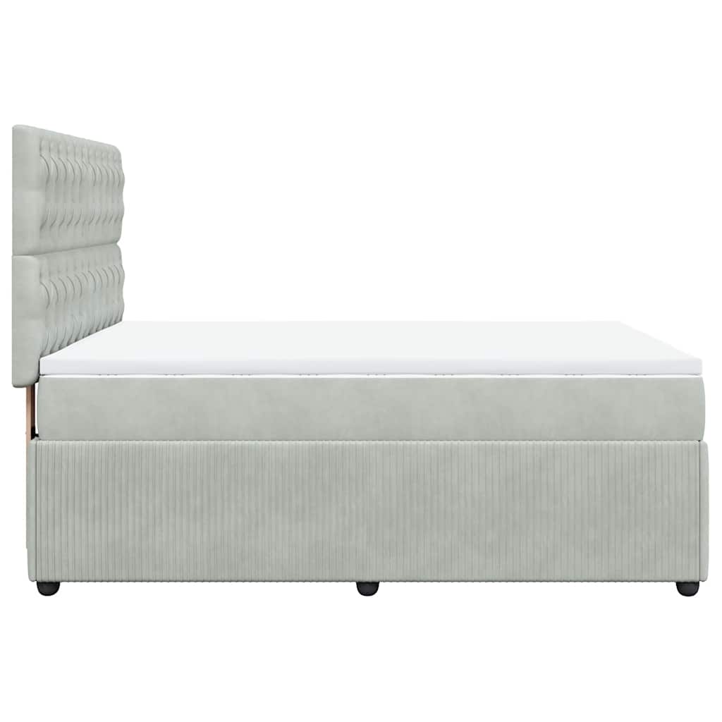 vidaXL Κρεβάτι Boxspring με Στρώμα Ανοιχτό Γκρι 140x190 εκ. Βελούδινο