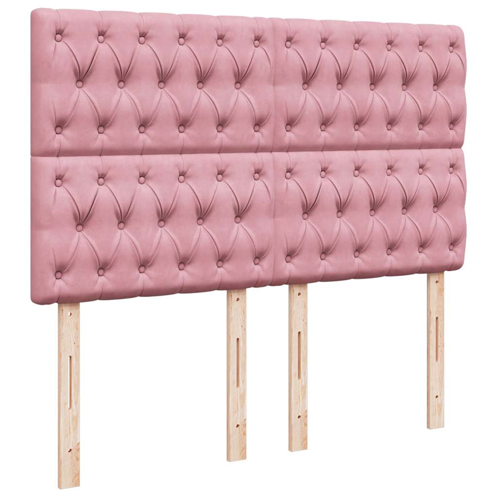 vidaXL Κρεβάτι Boxspring με Στρώμα Ροζ 140x190 εκ. Βελούδινο