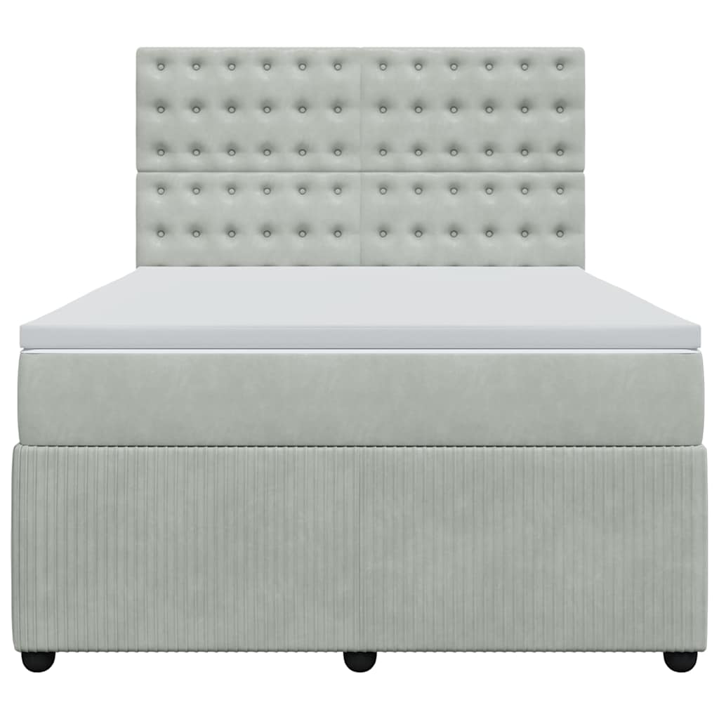 vidaXL Κρεβάτι Boxspring με Στρώμα Ανοιχτό Γκρι 140x190 εκ. Βελούδινο
