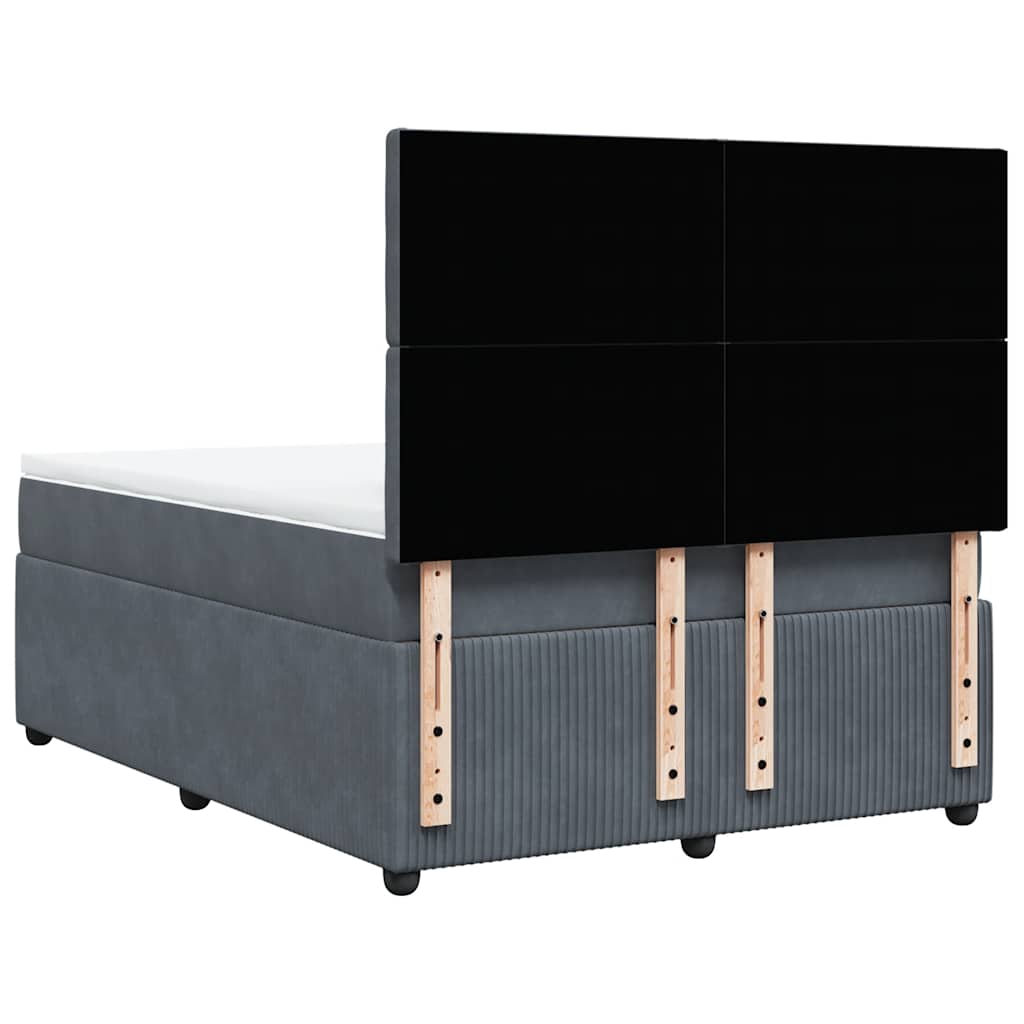 vidaXL Κρεβάτι Boxspring με Στρώμα Σκούρο Γκρι 140x190 εκ. Βελούδινο