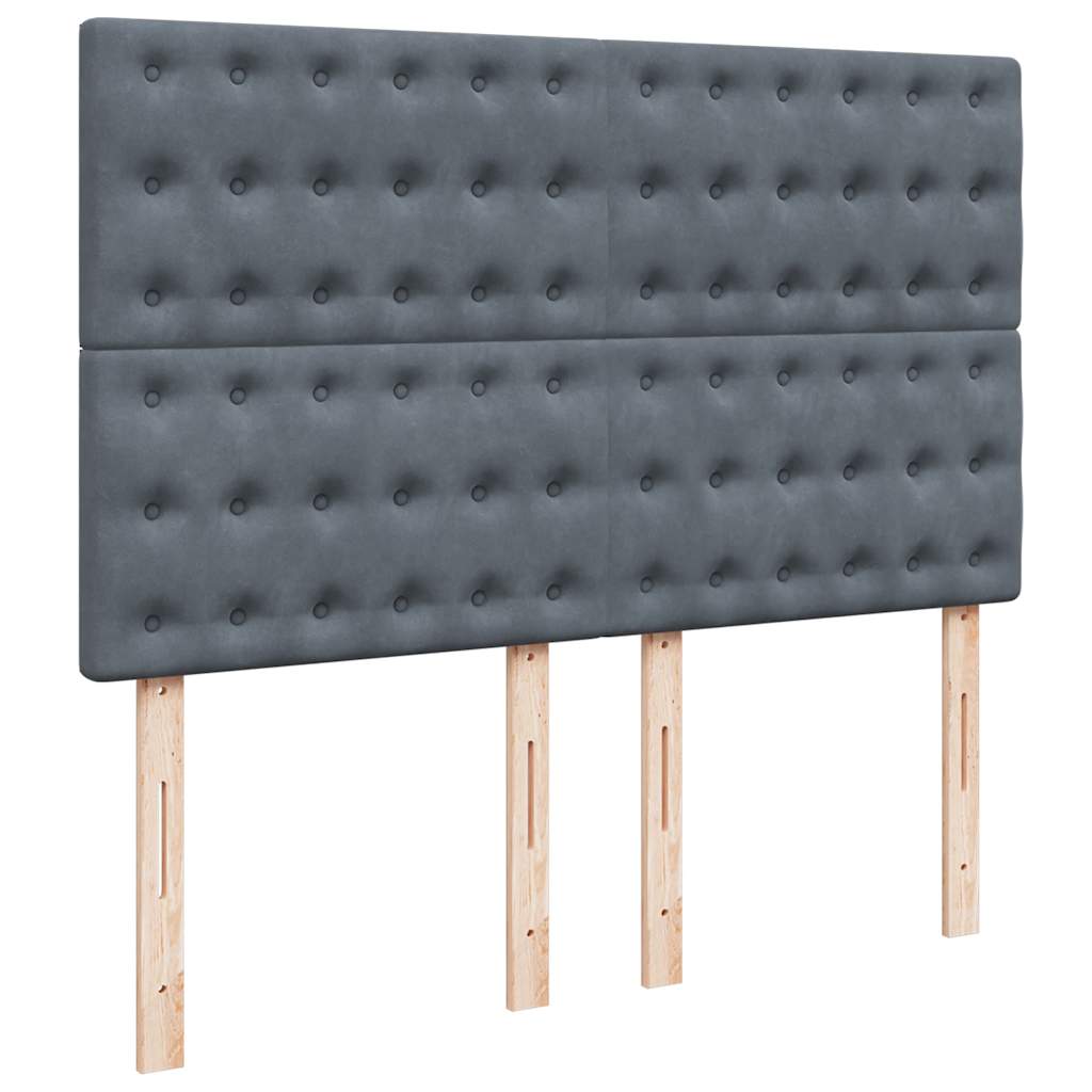 vidaXL Κρεβάτι Boxspring με Στρώμα Σκούρο Γκρι 140x190 εκ. Βελούδινο