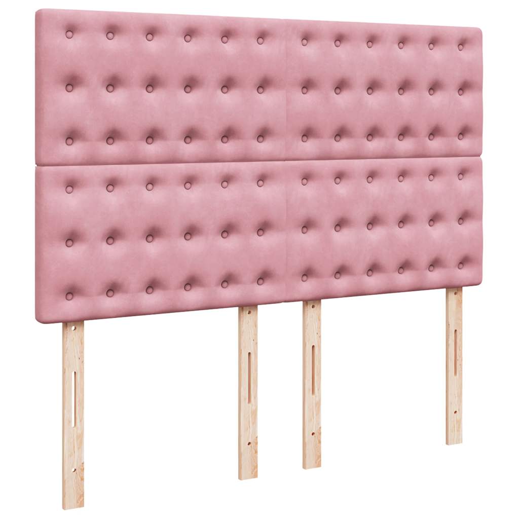 vidaXL Κρεβάτι Boxspring με Στρώμα Ροζ 140x190 εκ. Βελούδινο
