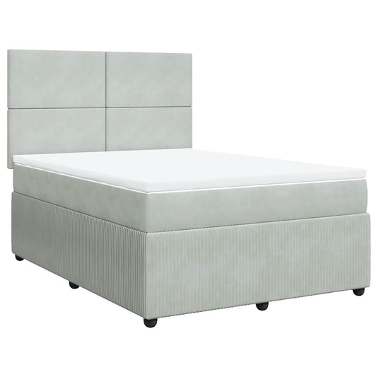 vidaXL Κρεβάτι Boxspring με Στρώμα Ανοιχτό Γκρι 140x200 εκ. Βελούδινο