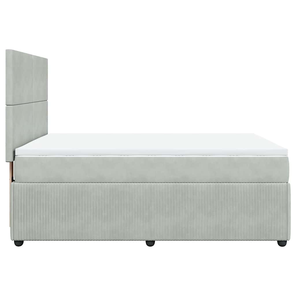 vidaXL Κρεβάτι Boxspring με Στρώμα Ανοιχτό Γκρι 140x200 εκ. Βελούδινο