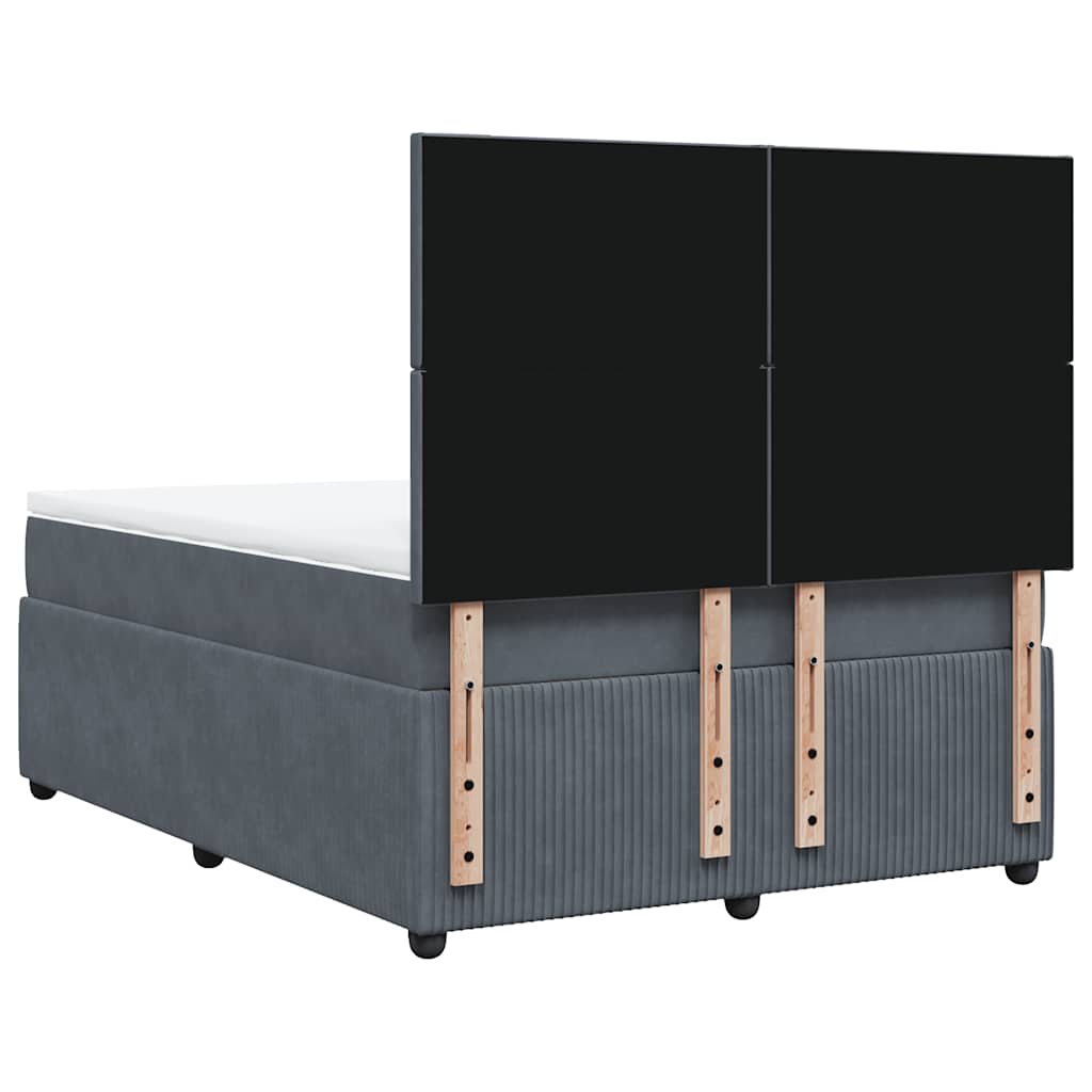 vidaXL Κρεβάτι Boxspring με Στρώμα Σκούρο Γκρι 140x200 εκ. Βελούδινο