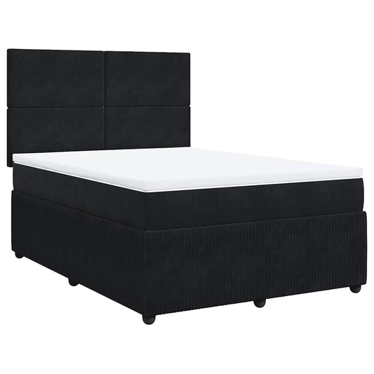 vidaXL Κρεβάτι Boxspring με Στρώμα Μαύρο 140x200 εκ. Βελούδινο