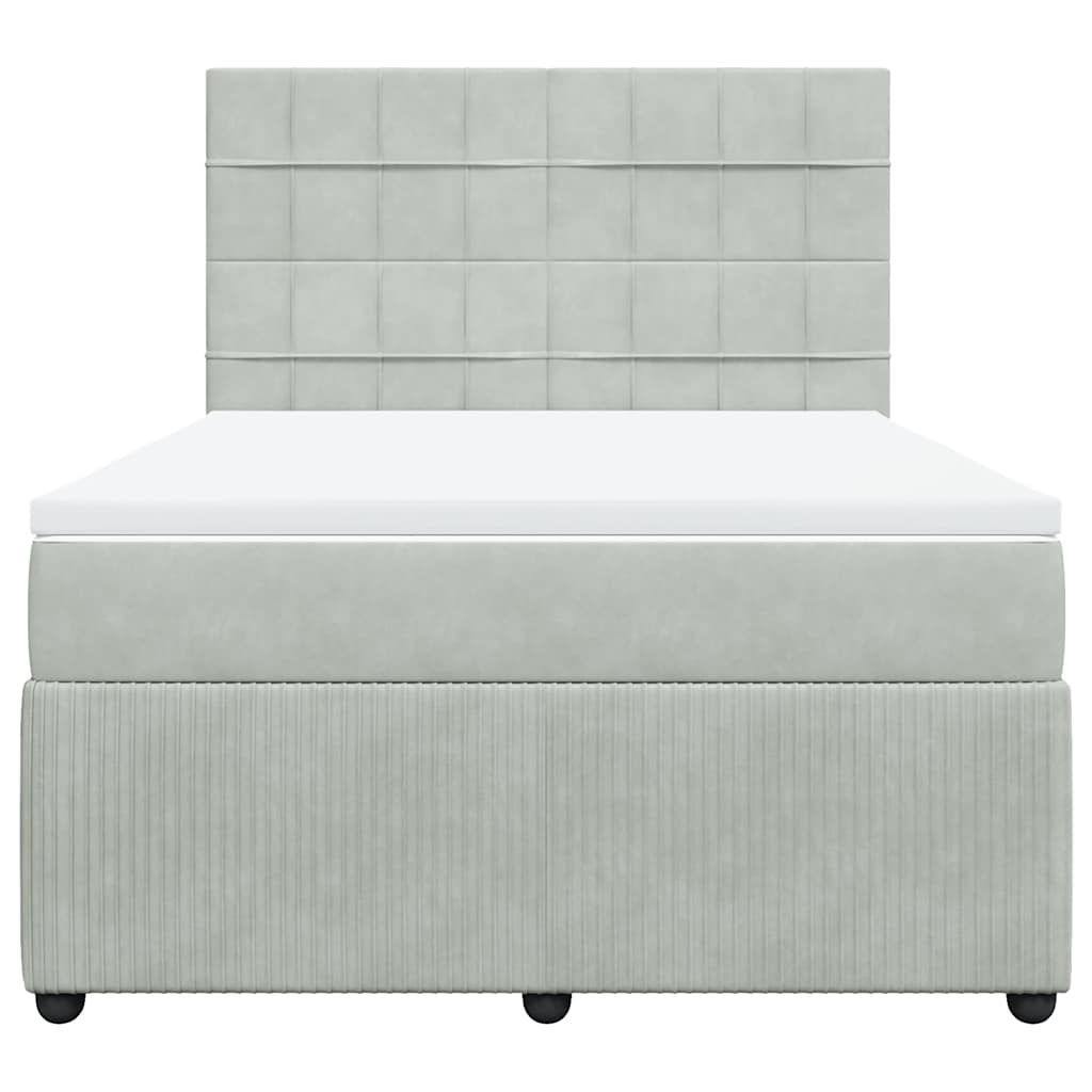 vidaXL Κρεβάτι Boxspring με Στρώμα Ανοιχτό Γκρι 140x200 εκ. Βελούδινο