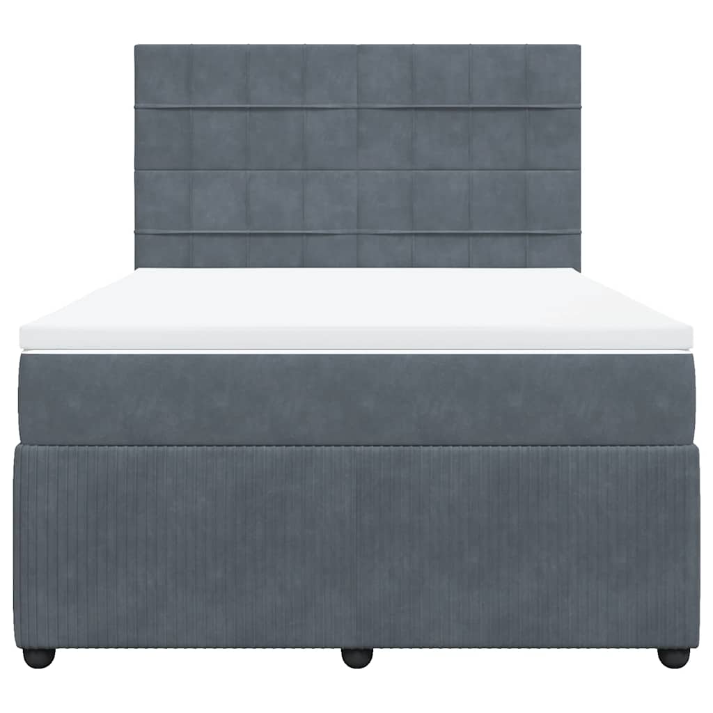 vidaXL Κρεβάτι Boxspring με Στρώμα Σκούρο Γκρι 140x200 εκ. Βελούδινο