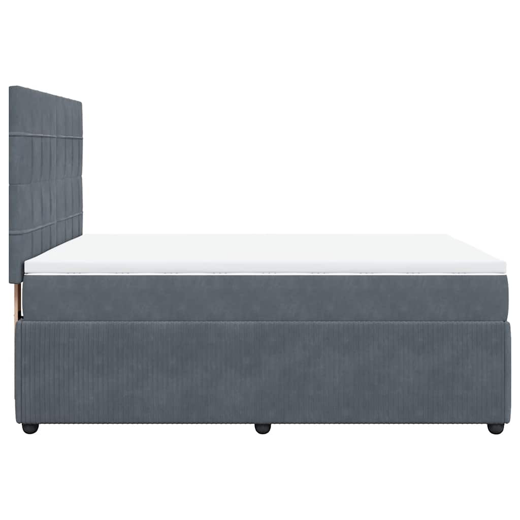 vidaXL Κρεβάτι Boxspring με Στρώμα Σκούρο Γκρι 140x200 εκ. Βελούδινο
