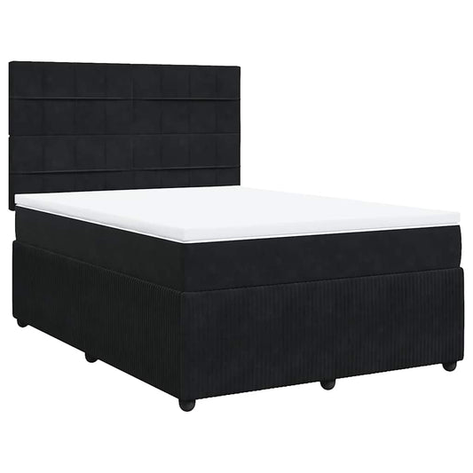 vidaXL Κρεβάτι Boxspring με Στρώμα Μαύρο 140x200 εκ. Βελούδινο