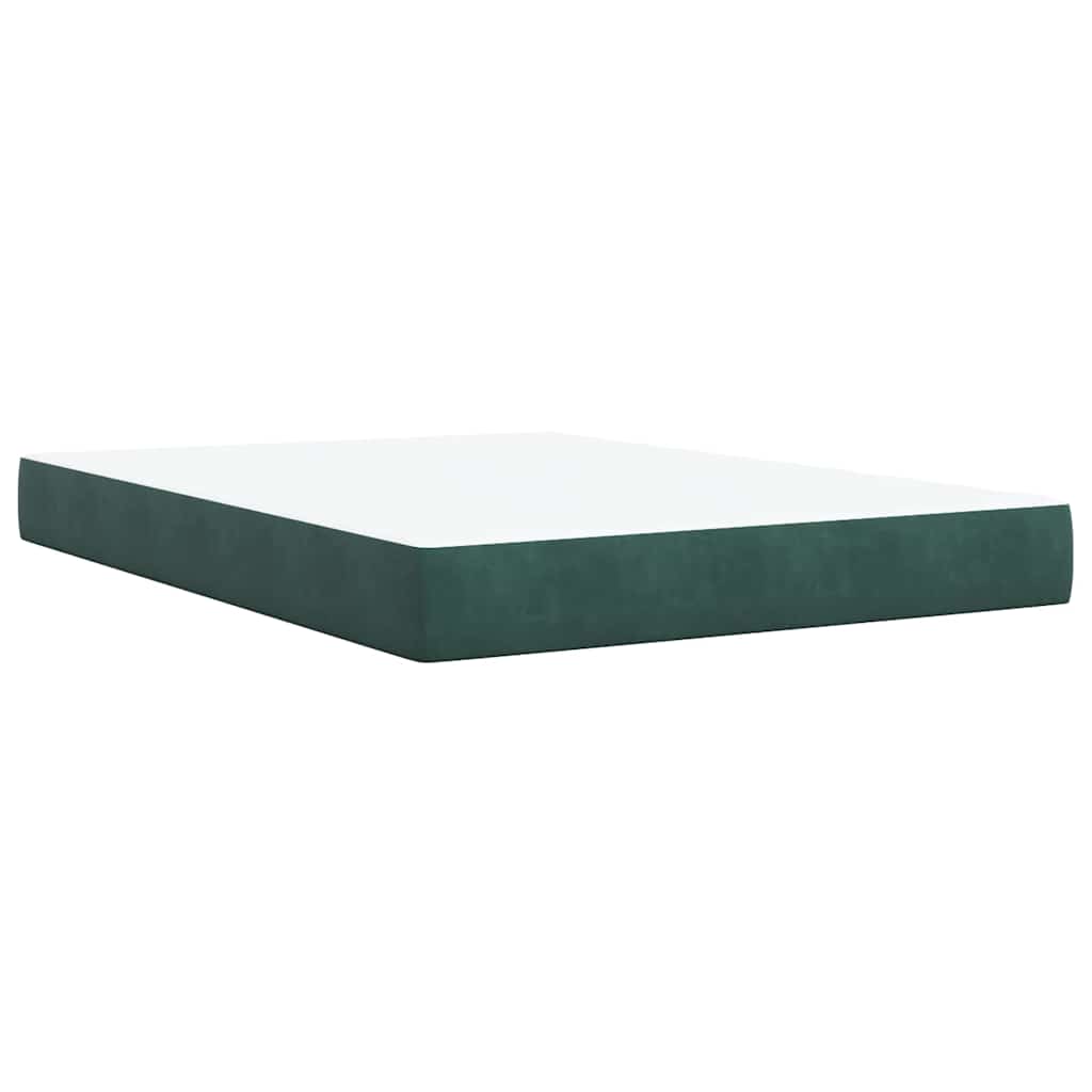 vidaXL Κρεβάτι Boxspring με Στρώμα Σκούρο Πράσινο 140x200εκ. Βελούδινο
