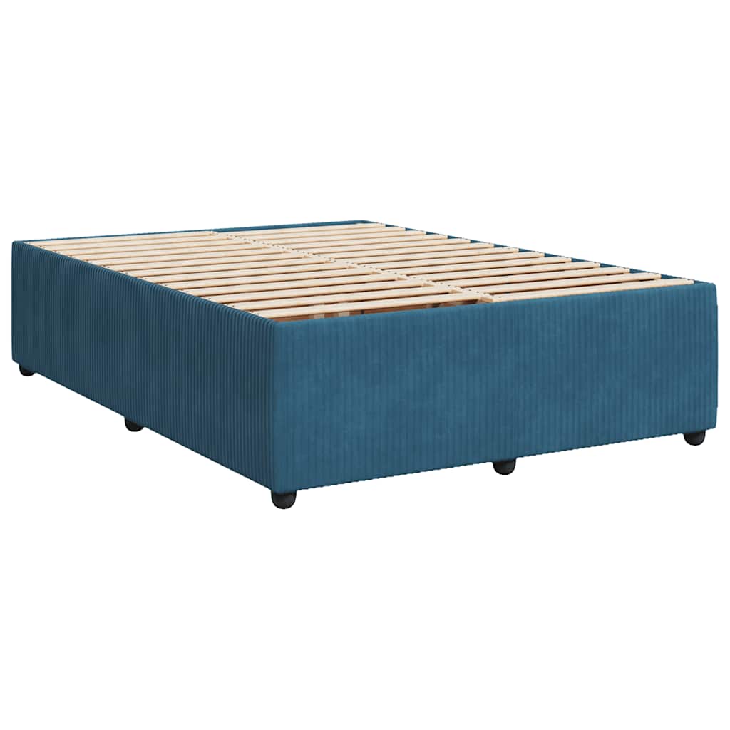 vidaXL Κρεβάτι Boxspring με Στρώμα Σκούρο Μπλε 140x200 εκ. Βελούδινο