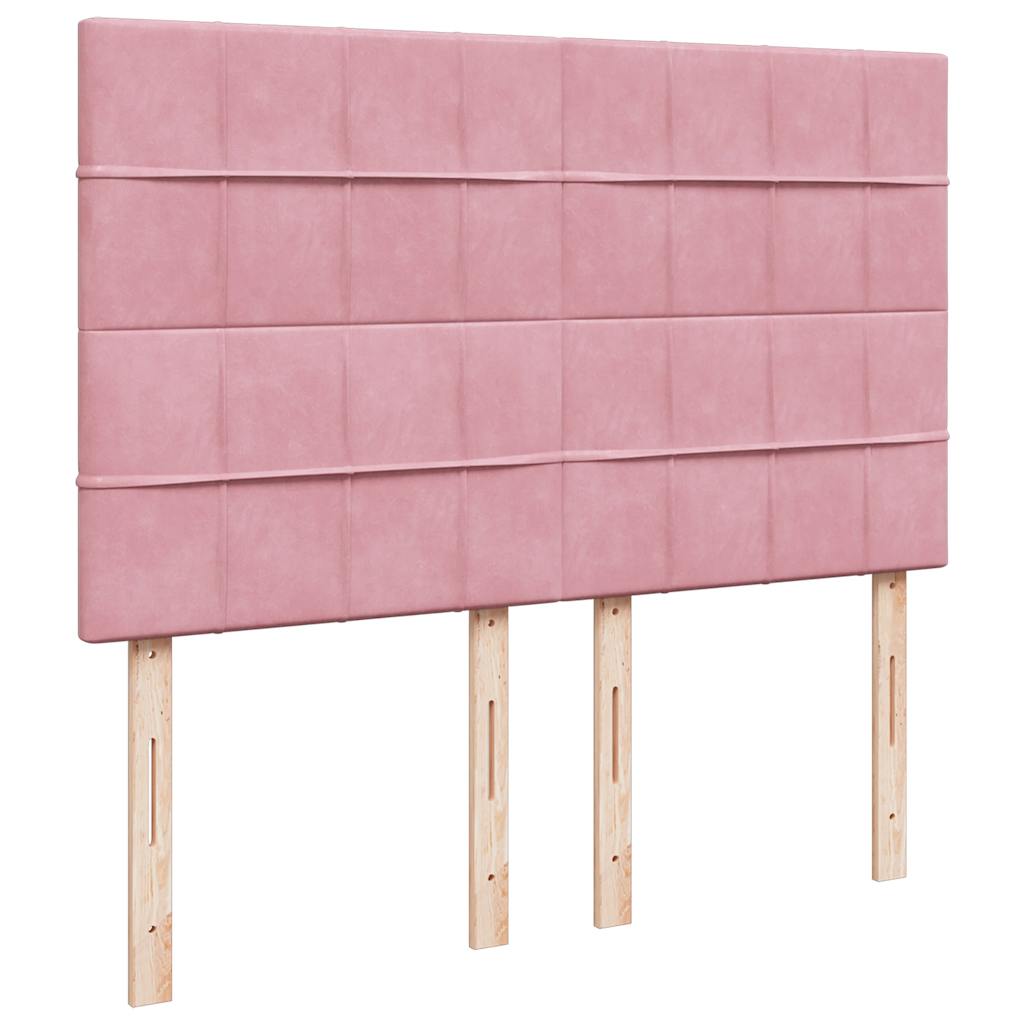 vidaXL Κρεβάτι Boxspring με Στρώμα Ροζ 140x200 εκ. Βελούδινο