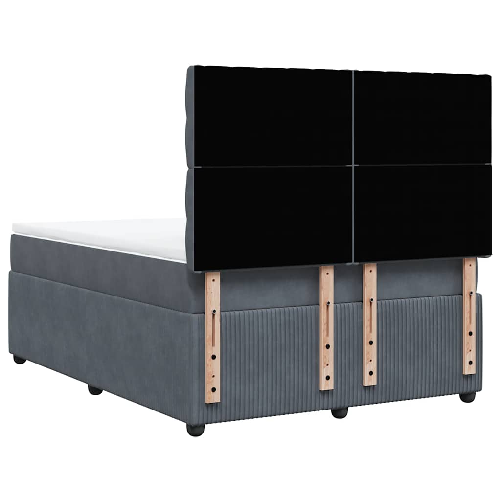 vidaXL Κρεβάτι Boxspring με Στρώμα Σκούρο Γκρι 140x200 εκ. Βελούδινο
