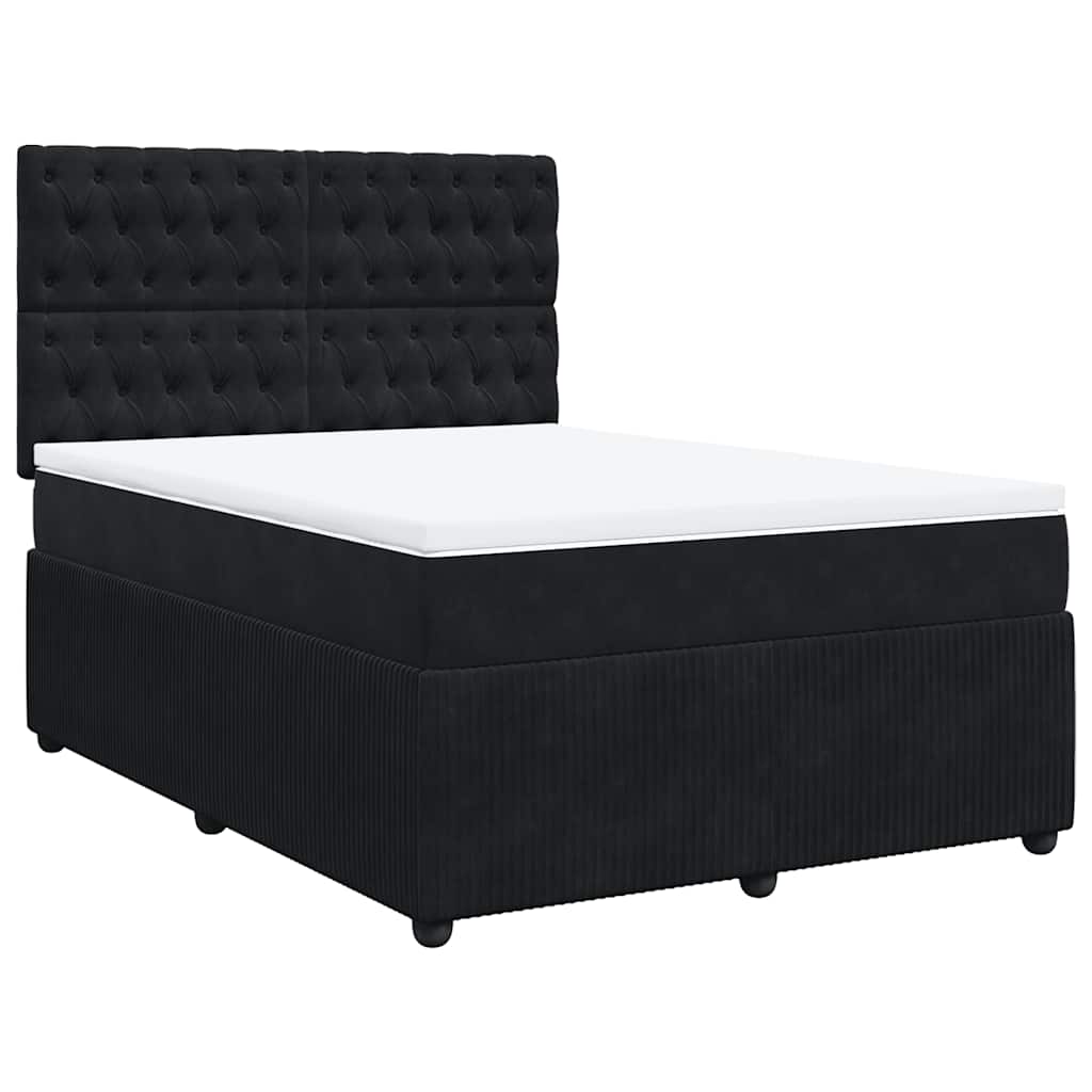 vidaXL Κρεβάτι Boxspring με Στρώμα Μαύρο 140x200 εκ. Βελούδινο