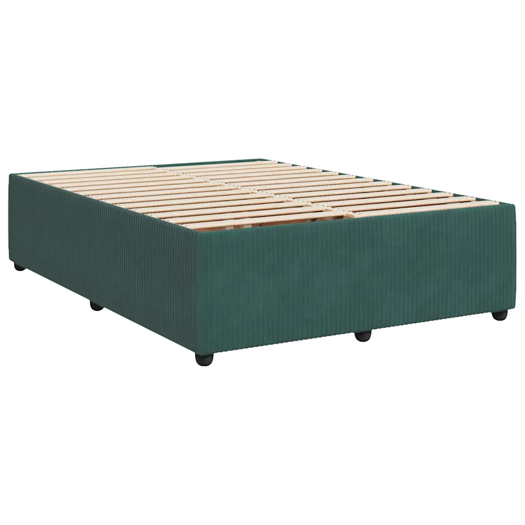 vidaXL Κρεβάτι Boxspring με Στρώμα Σκούρο Πράσινο 140x200εκ. Βελούδινο