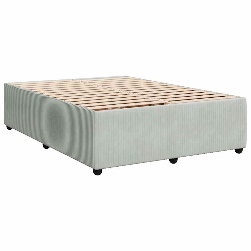 vidaXL Κρεβάτι Boxspring με Στρώμα Ανοιχτό Γκρι 140x200 εκ. Βελούδινο