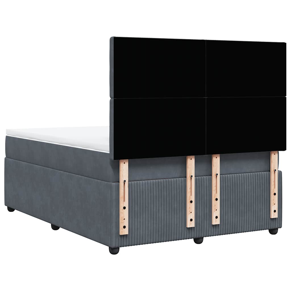 vidaXL Κρεβάτι Boxspring με Στρώμα Σκούρο Γκρι 140x200 εκ. Βελούδινο