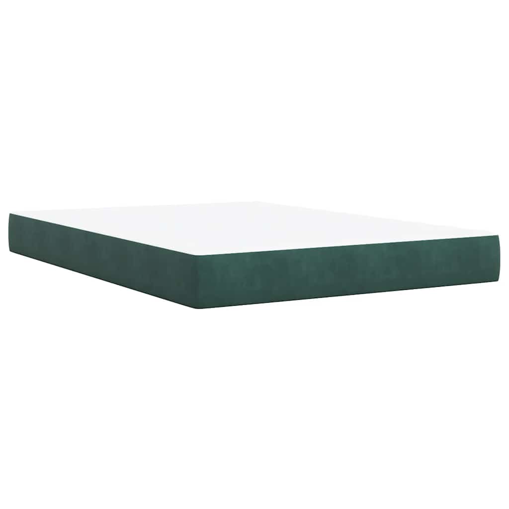 vidaXL Κρεβάτι Boxspring με Στρώμα Σκούρο Πράσινο 140x200εκ. Βελούδινο
