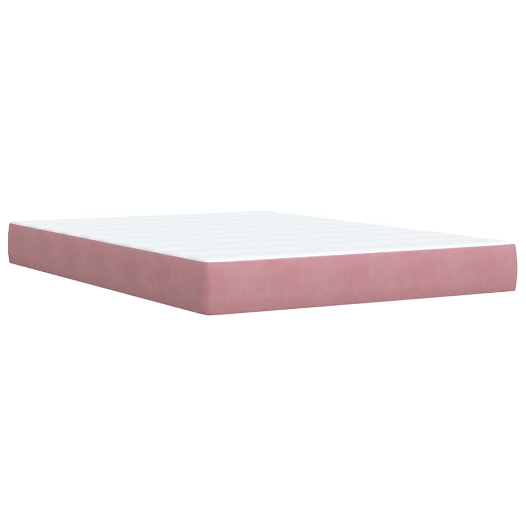 vidaXL Κρεβάτι Boxspring με Στρώμα Ροζ 140x200 εκ. Βελούδινο