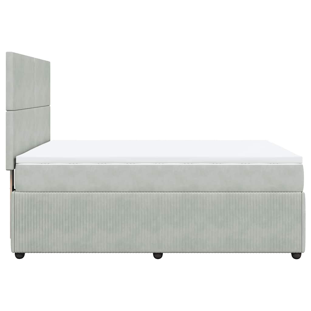 vidaXL Κρεβάτι Boxspring με Στρώμα Ανοιχτό Γκρι 160x200 εκ. Βελούδινο