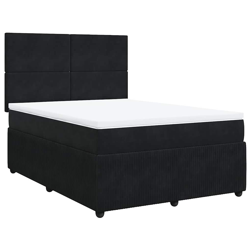 vidaXL Κρεβάτι Boxspring με Στρώμα Μαύρο 160x200 εκ. Βελούδινο
