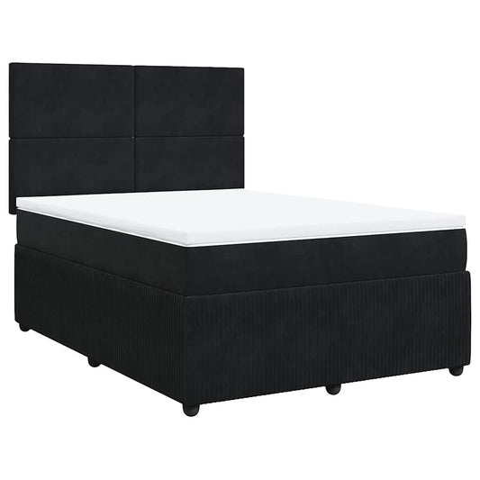 vidaXL Κρεβάτι Boxspring με Στρώμα Μαύρο 160x200 εκ. Βελούδινο