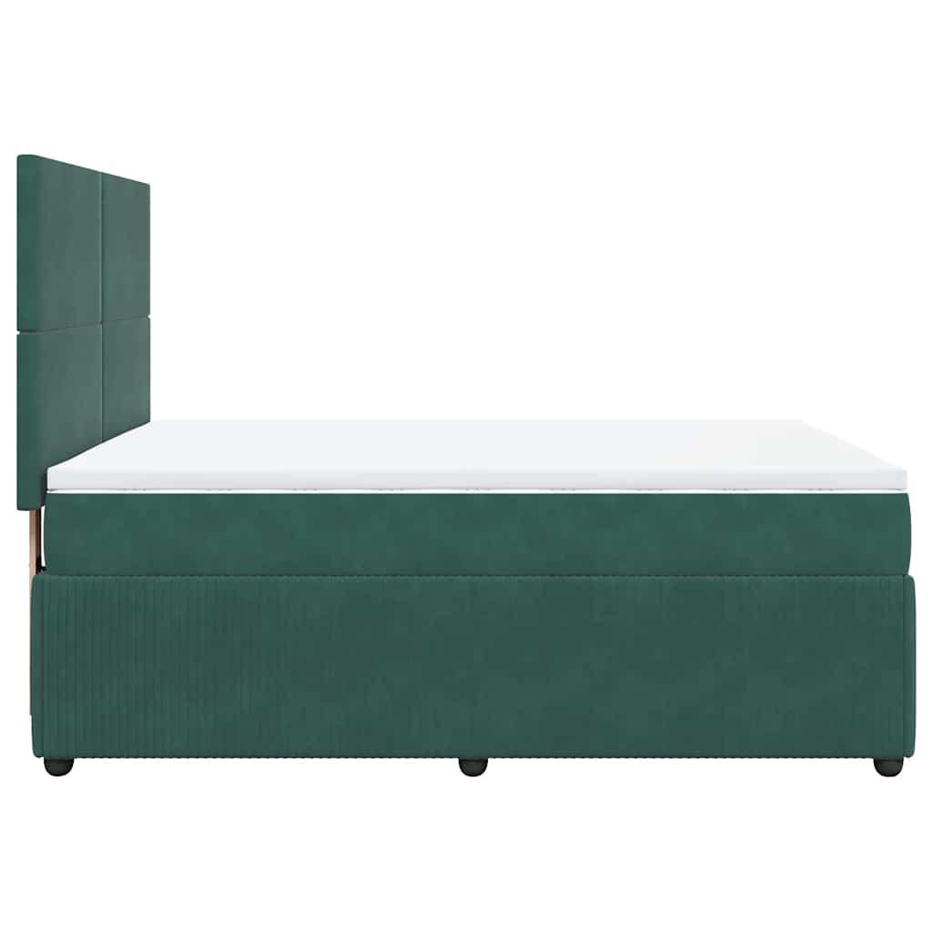 vidaXL Κρεβάτι Boxspring με Στρώμα Σκούρο Πράσινο 160x200εκ. Βελούδινο
