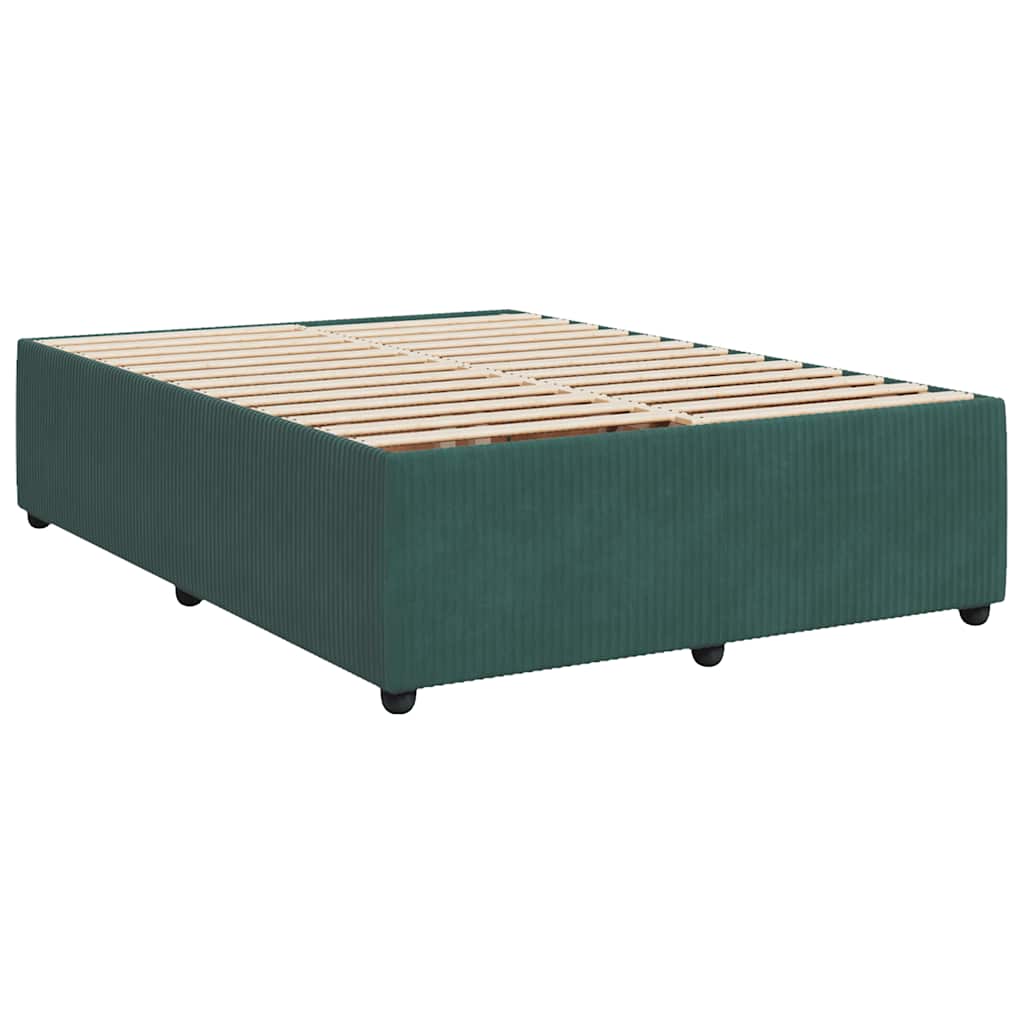vidaXL Κρεβάτι Boxspring με Στρώμα Σκούρο Πράσινο 160x200εκ. Βελούδινο