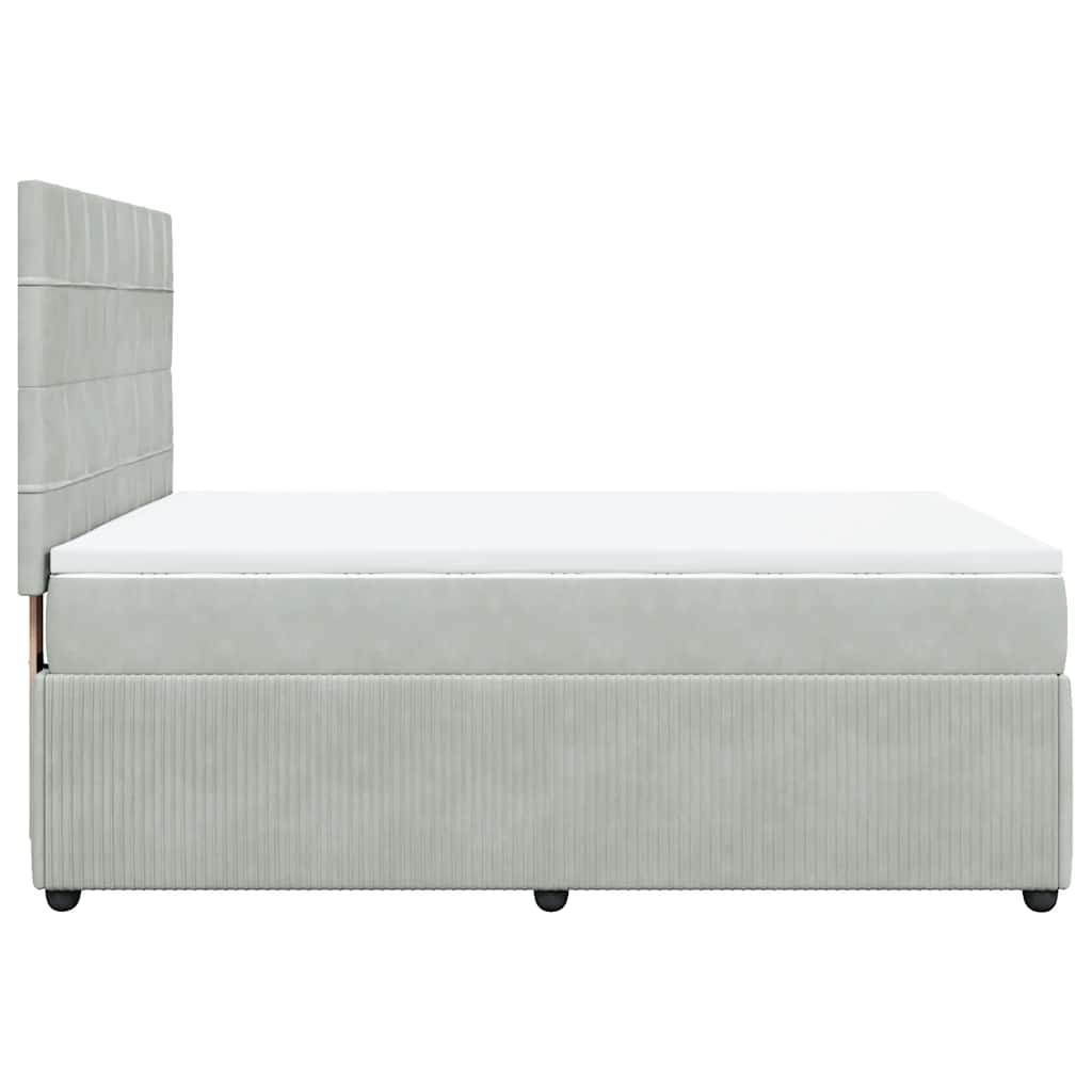 vidaXL Κρεβάτι Boxspring με Στρώμα Ανοιχτό Γκρι 160x200 εκ. Βελούδινο