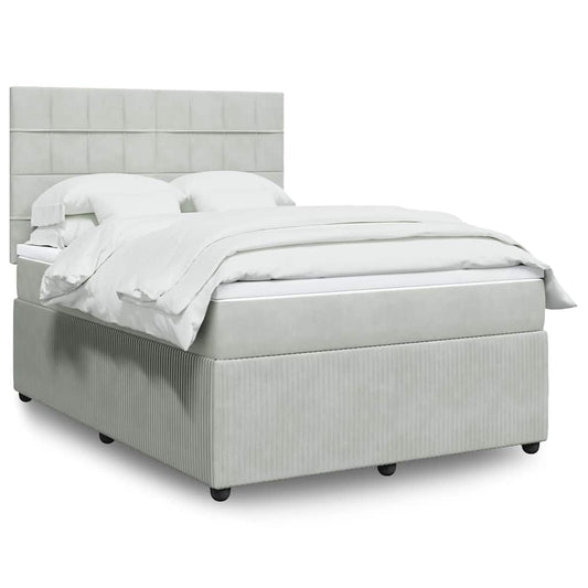 vidaXL Κρεβάτι Boxspring με Στρώμα Ανοιχτό Γκρι 160x200 εκ. Βελούδινο