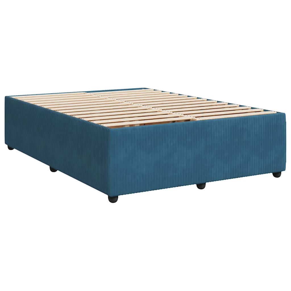 vidaXL Κρεβάτι Boxspring με Στρώμα Σκούρο Μπλε 160x200 εκ. Βελούδινο