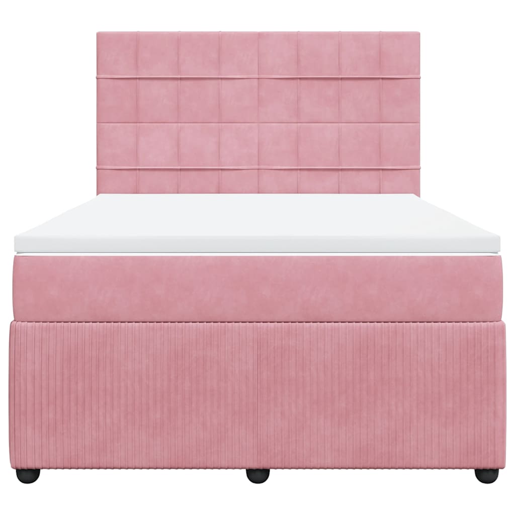 vidaXL Κρεβάτι Boxspring με Στρώμα Ροζ 160x200 εκ. Βελούδινο
