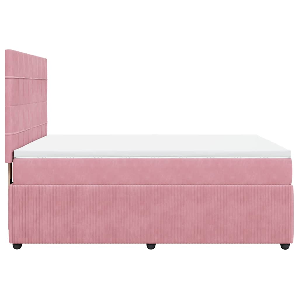 vidaXL Κρεβάτι Boxspring με Στρώμα Ροζ 160x200 εκ. Βελούδινο