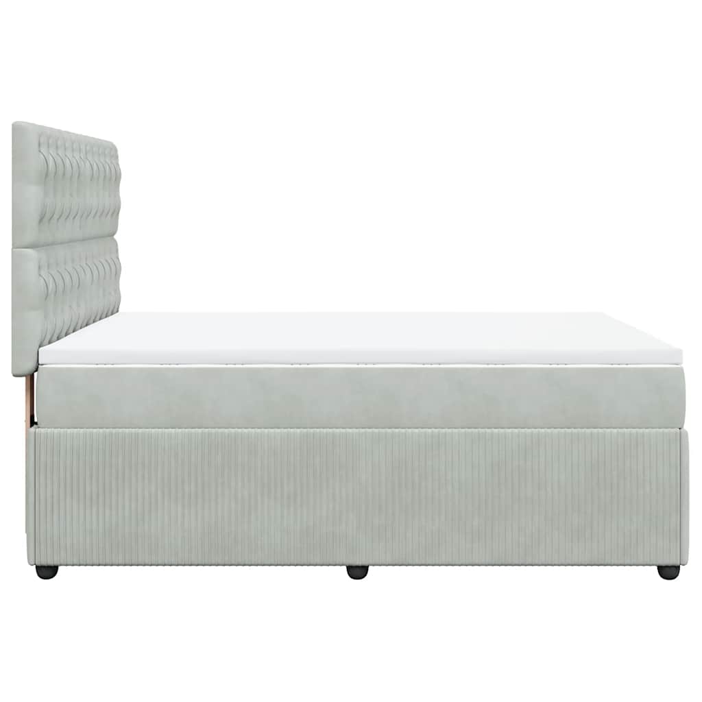 vidaXL Κρεβάτι Boxspring με Στρώμα Ανοιχτό Γκρι 160x200 εκ. Βελούδινο
