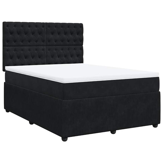 vidaXL Κρεβάτι Boxspring με Στρώμα Μαύρο 160x200 εκ. Βελούδινο