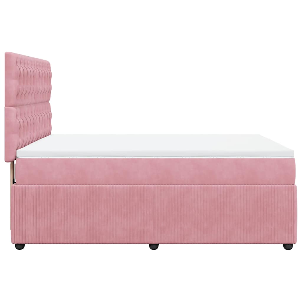 vidaXL Κρεβάτι Boxspring με Στρώμα Ροζ 160x200 εκ. Βελούδινο