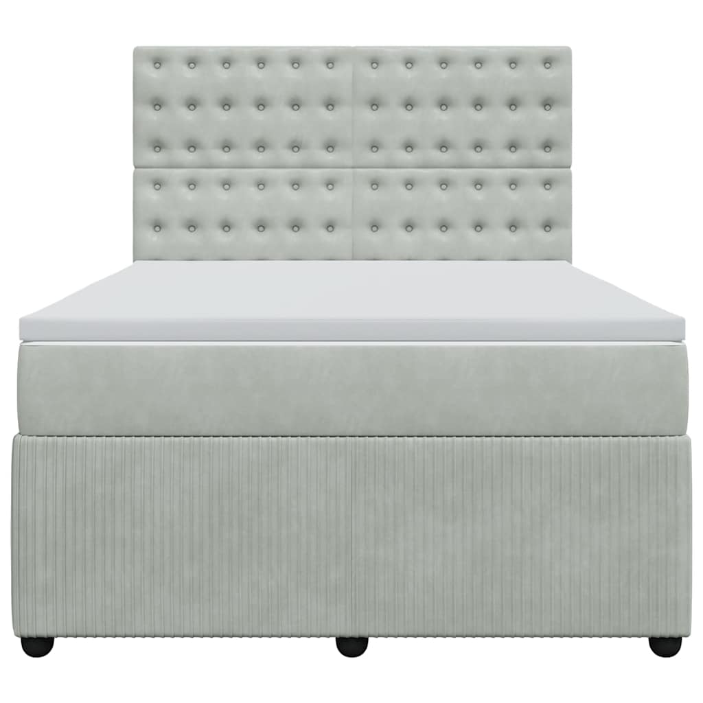 vidaXL Κρεβάτι Boxspring με Στρώμα Ανοιχτό Γκρι 160x200 εκ. Βελούδινο