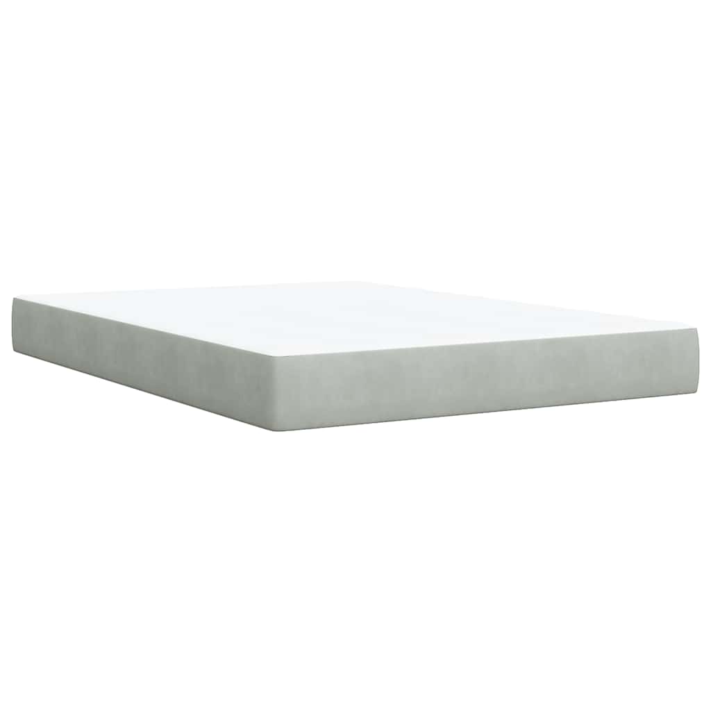 vidaXL Κρεβάτι Boxspring με Στρώμα Ανοιχτό Γκρι 160x200 εκ. Βελούδινο