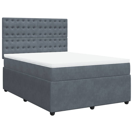 vidaXL Κρεβάτι Boxspring με Στρώμα Σκούρο Γκρι 160x200 εκ. Βελούδινο