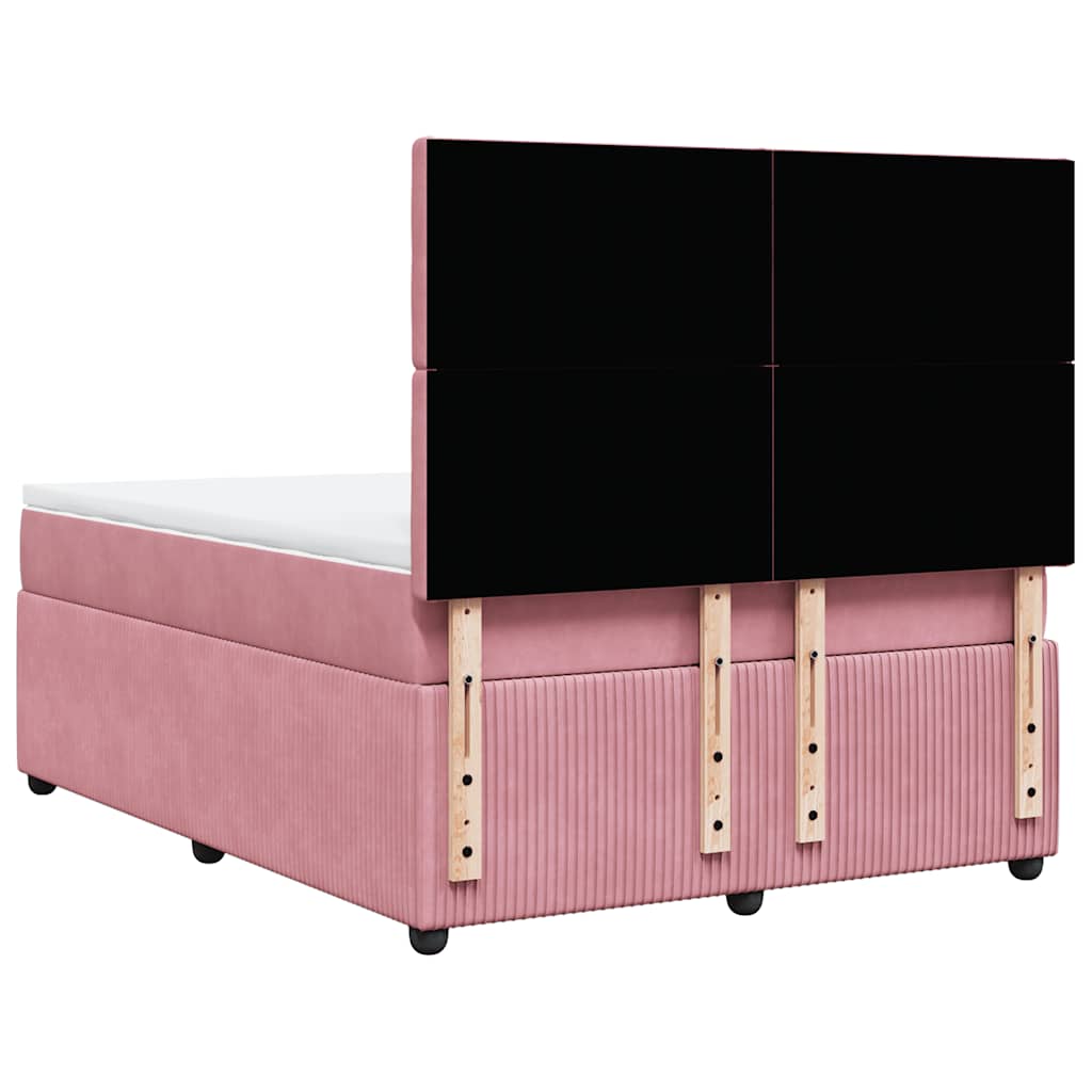 vidaXL Κρεβάτι Boxspring με Στρώμα Ροζ 160x200 εκ. Βελούδινο