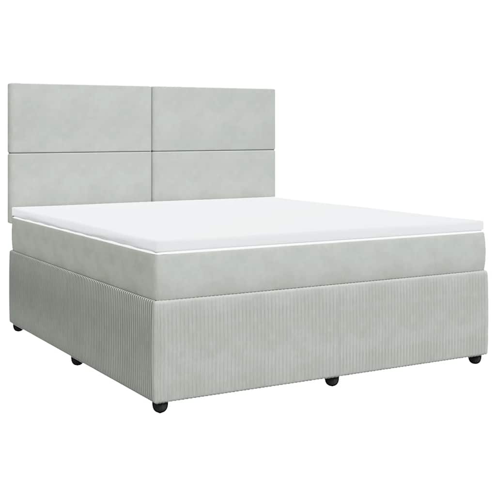 vidaXL Κρεβάτι Boxspring με Στρώμα Ανοιχτό Γκρι 180x200 εκ. Βελούδινο