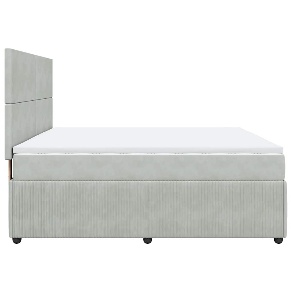 vidaXL Κρεβάτι Boxspring με Στρώμα Ανοιχτό Γκρι 180x200 εκ. Βελούδινο