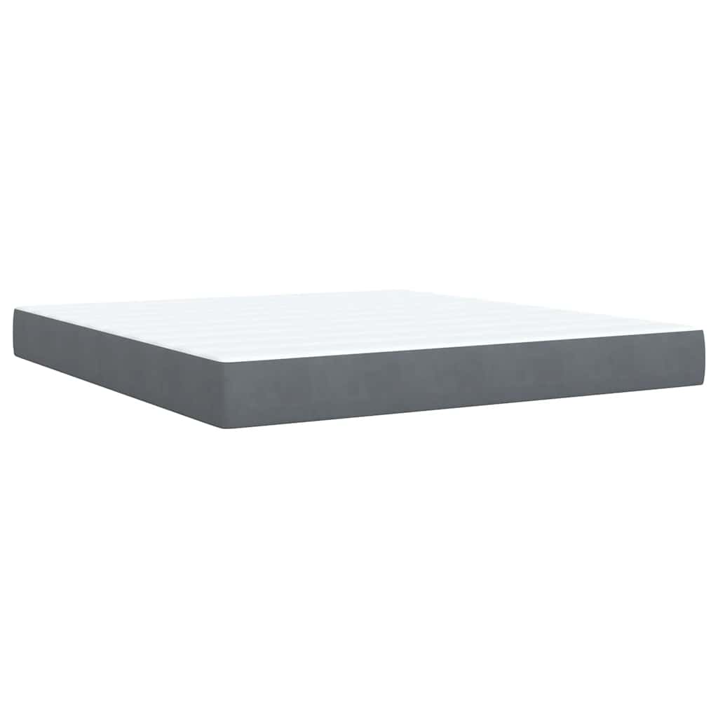 vidaXL Κρεβάτι Boxspring με Στρώμα Σκούρο Γκρι 180x200 εκ. Βελούδινο