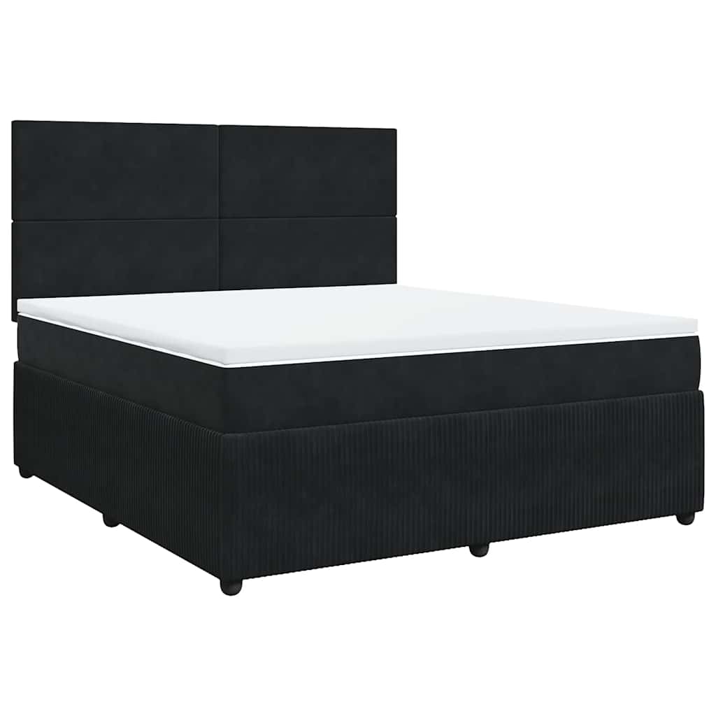 vidaXL Κρεβάτι Boxspring με Στρώμα Μαύρο 180x200 εκ. Βελούδινο