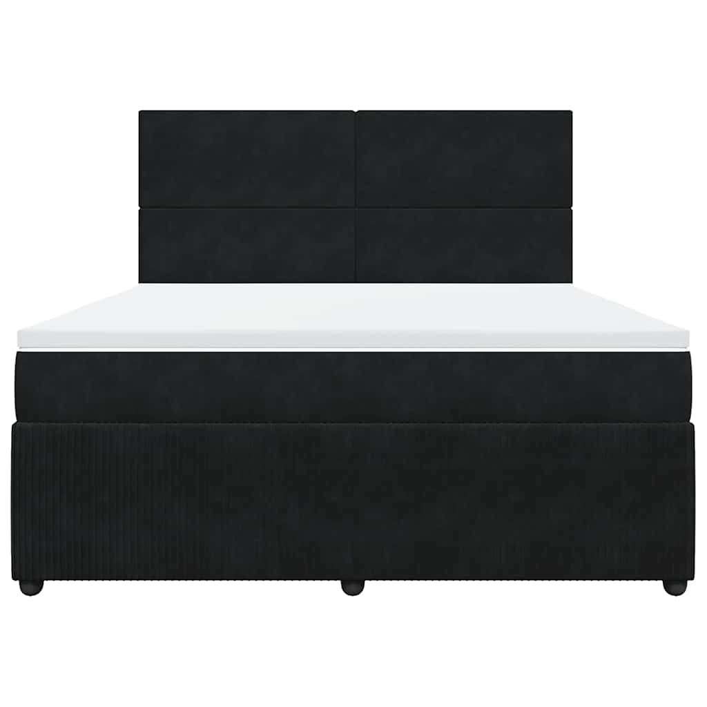 vidaXL Κρεβάτι Boxspring με Στρώμα Μαύρο 180x200 εκ. Βελούδινο
