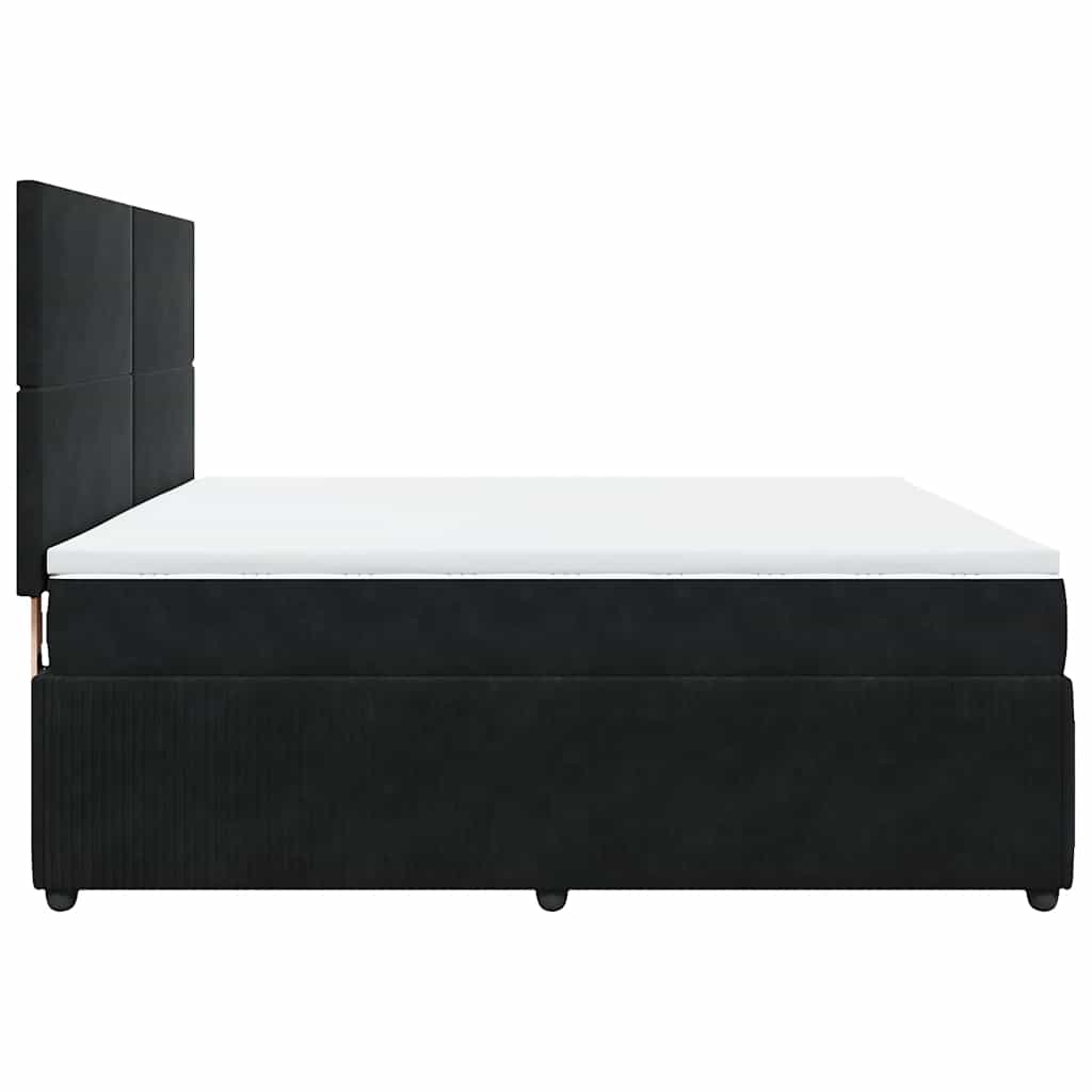 vidaXL Κρεβάτι Boxspring με Στρώμα Μαύρο 180x200 εκ. Βελούδινο