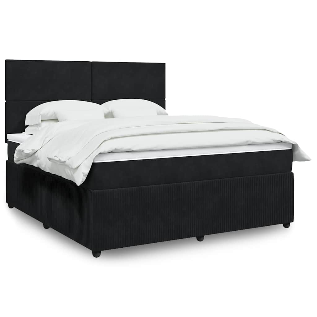 vidaXL Κρεβάτι Boxspring με Στρώμα Μαύρο 180x200 εκ. Βελούδινο